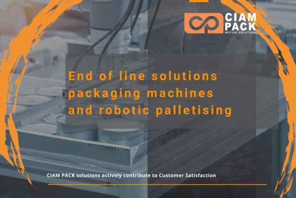 End of line packaging machines and robotic palletizers